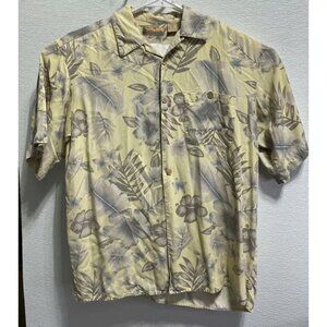 Bobby Chen Button Up Short Sleeve Silk Hawaiian Floral Shirt Size Large